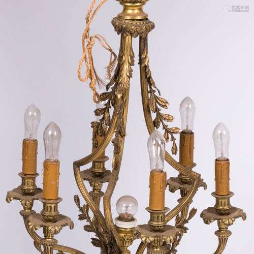 A bronze Louis XVI-style pendant chandelier, France, 1st hal...