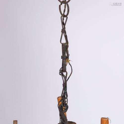 A wrought iron pendant chandelier, Germany, 20th century.