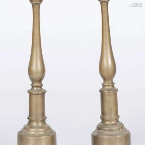 A set of (2) bronze pricket candlesticks, 1st half of the 20...