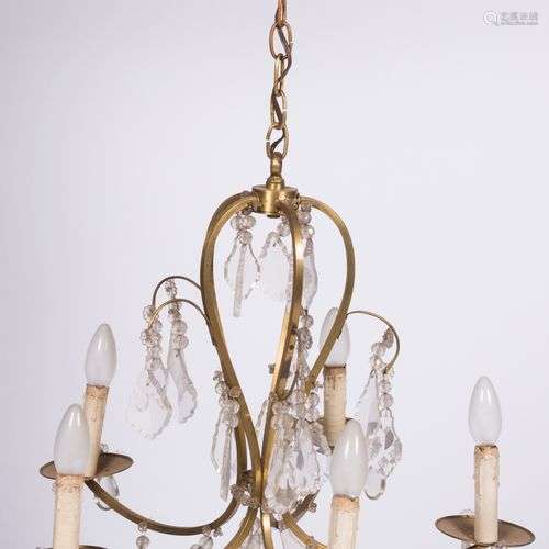 A brass Louis XV-style pendant chandelier, France, 20th cent...