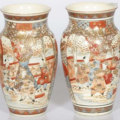 A set of (2) earthenware Satsuma vases, Japan, 1st half of t...