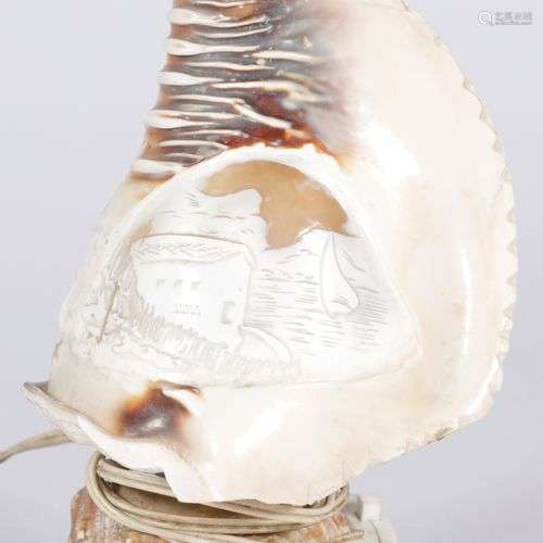 A table lamp made of a shell, 20th century.