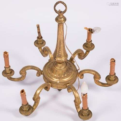 A gold patinated bronze Louis XIV-style pendant chandelier, ...