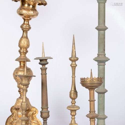 A lot of (6) various copper pricket candlesticks, 19th centu...