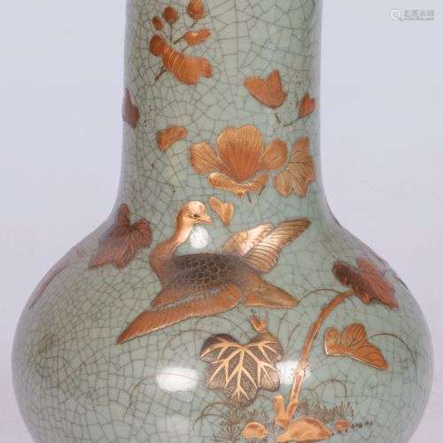 A celadon vase with gold-painted decor, Japan, early 20th ce...