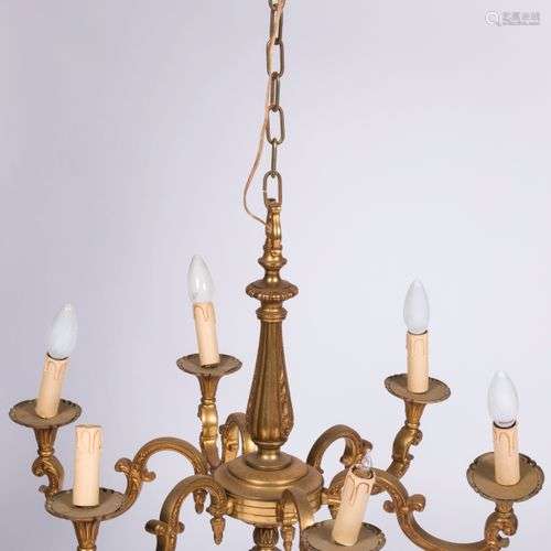 A brass pendant chandelier, Dutch, 20th century.