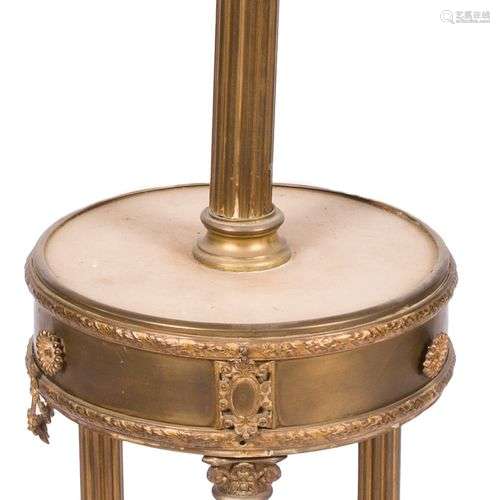 A brass standing oillamp holder, France, late 19th century.