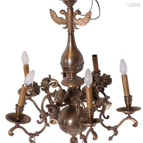 A bronzed copper chandelier, Germany, 20th century.