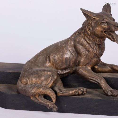 A ZAMAK sculpture of a dog, France, German sheperd, 1st quar...