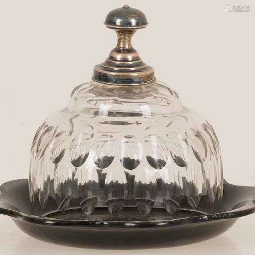 A crystal butter bell jar, France, 19th century.