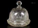 A crystal cheese belljar with charger, Dutch, circa 1900.