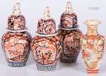 A lot with (3) Imari lidded vases together with a Satsuma va...