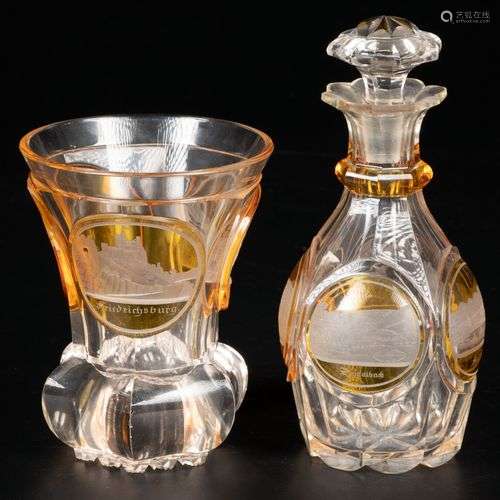 A lot comprised of (2) Bohemian crystal items, Germany, 19th...