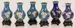 A lot with (6) miniature cloisonné baluster vases, China, 20...