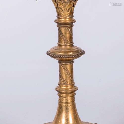 A brass candleholder, France, 1st half 20th century.