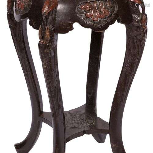 A blackened wood plant stand, China, 20th century.