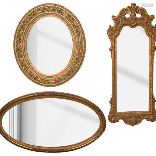 A lot comprised of (3) various gold painted mirror frames, 2...