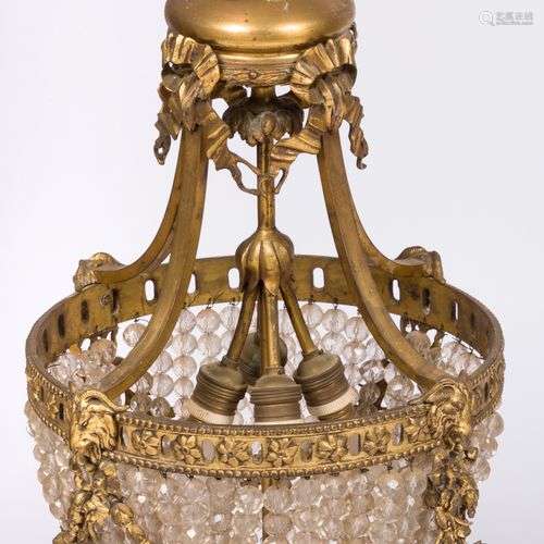 A gilt bronze basket chandelier, France, mid. 20th century.