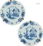 A set of (2) earthenware plates with floral motif, Delft, 18...