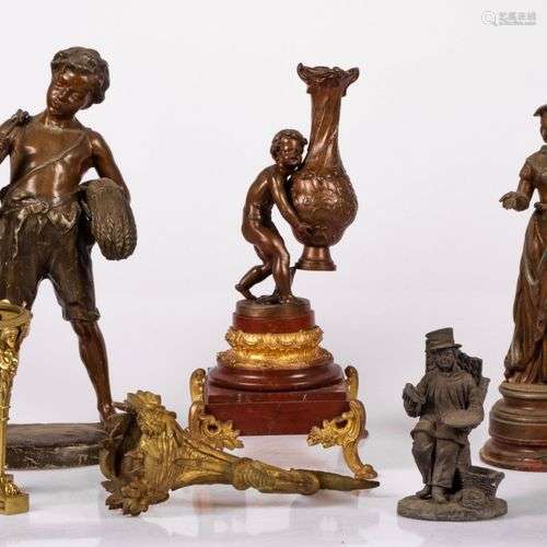 A lot comprised of various ZAMAC and bronze sculptures, Fran...