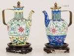 A set of (2) decorative enamel jugs, China, 20th century.