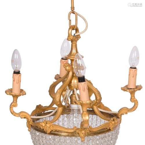 A bronze basket chandelier, France, 20th century.