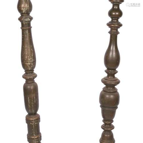 A lot of (2) wooden pricket candle holders. Dutch, 19th cent...