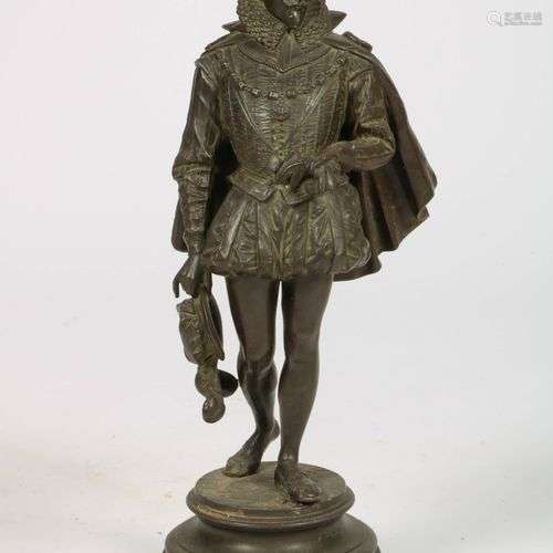 A Zamac sculpture of a nobleman in 17th century dress, Franc...