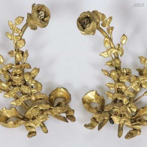 A set of (2) gilt bronze wall appliques, France, early 20th ...