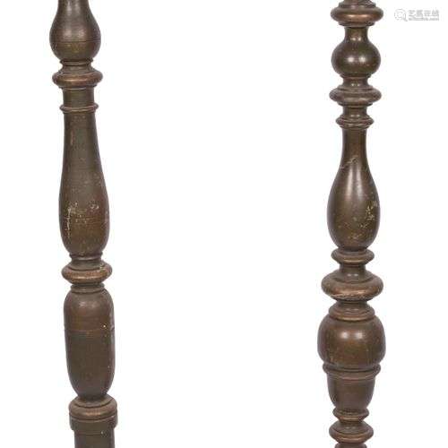 A lot of (2) wooden pricket candle holders, Dutch, 19th cent...