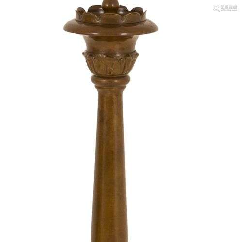 A bronze lamp base, Dutch, 20th century.