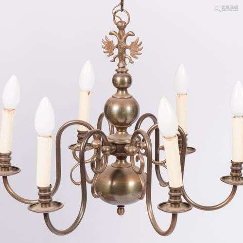 A copper pendant chandelier, Dutch, 1st half 20th century.