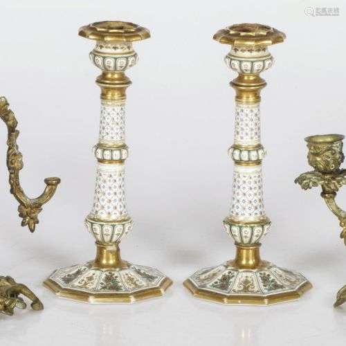 A lot of (4) candle holders, France, 20th century.