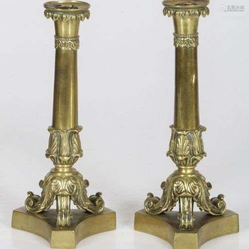 A set of (2) bronze candle holders, France, circa 1900.