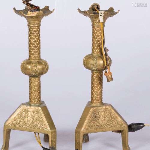A set of (2) neo-Byzantine candlestick holders, mount as a l...