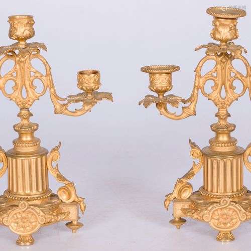 A set of (2) Louis XVI style gilt bronze candelabra, France,...