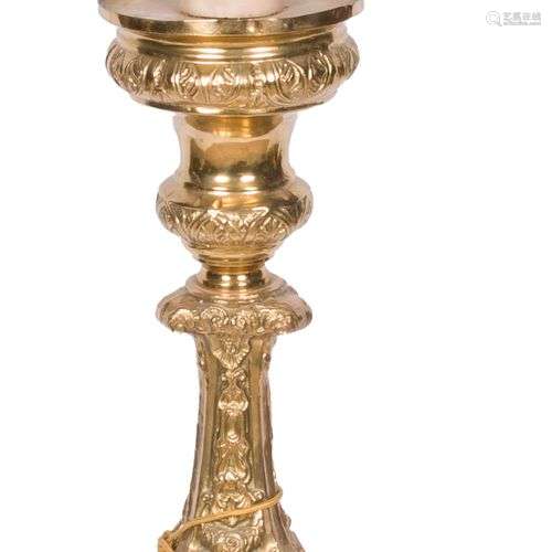 A Latin copper church- easter candlestick, Belgium, 19th cen...