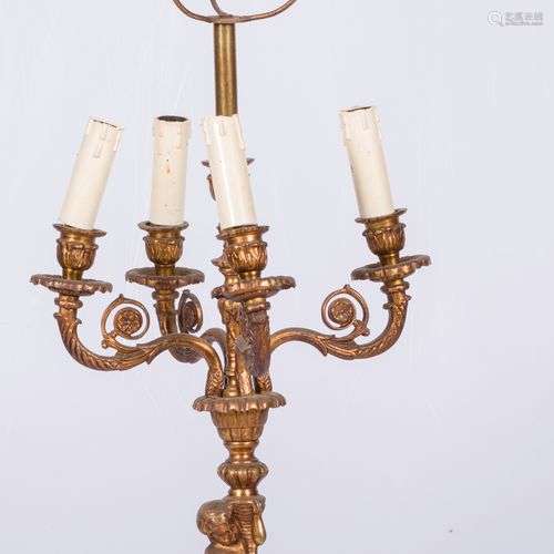 A brass four light bouilotte-lamp, France, 2nd half 20th cen...