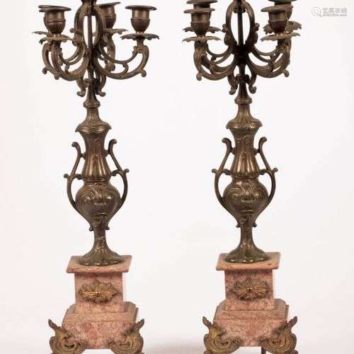A set of (2) ZAMAC chimney candelabra, France, late 19th cen...