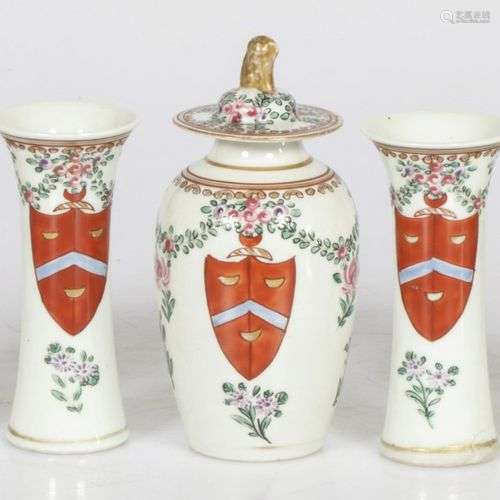 A (5) piece Samson miniature garniture set with coats-of-arm...