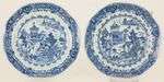 A set of (2) porcelain plates with landscape decorations, Ch...