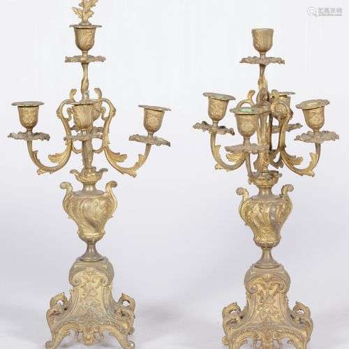 A set of (2) ZAMAC cast candelabras, ca. 1900