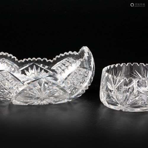 (2) piece set of Bohemian crystal fruit bowls