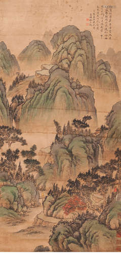 A Chinese Landscape Painting Scroll, Wang Shimin Mark