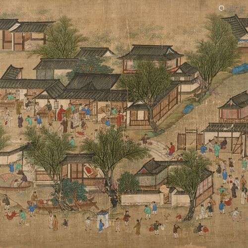 PEINTURE À L'ENCRE ET COULEUR SUR SOIE, Chine, dynastie Qing...