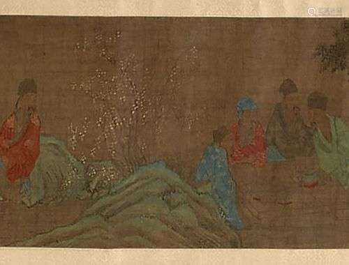 PEINTURE EN ROULEAU À L'ENCRE ET COULEUR SUR SOIE, Chine, fi...