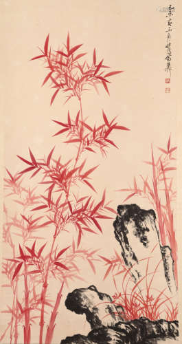 A Chinese Flowers Painting Scroll