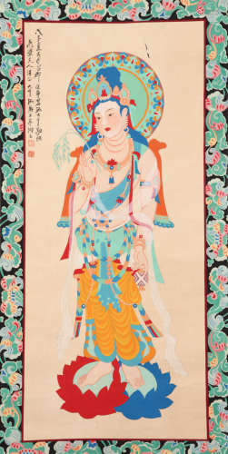A Chinese Buddha Statue Painting Scroll