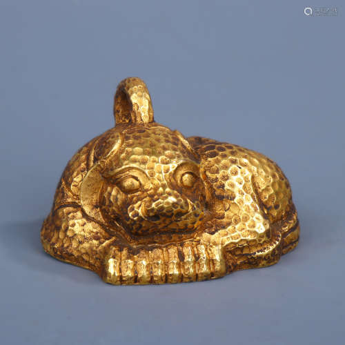 A Gilt Bronze Mythical Beast Paper Weight