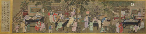 A Chinese Scholars Painting Scroll, Qiu Ying Mark